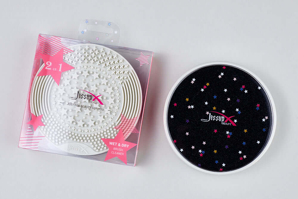 منظف الفرش 2 في 1 جاف (إسفنجي) ورطب (سيليكون)