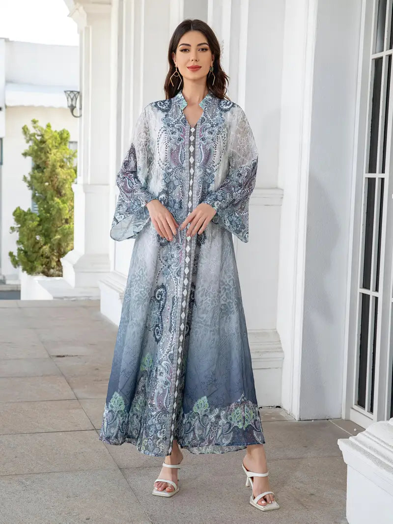 عباية نسائية طويلة بطبعة فنية من Shein