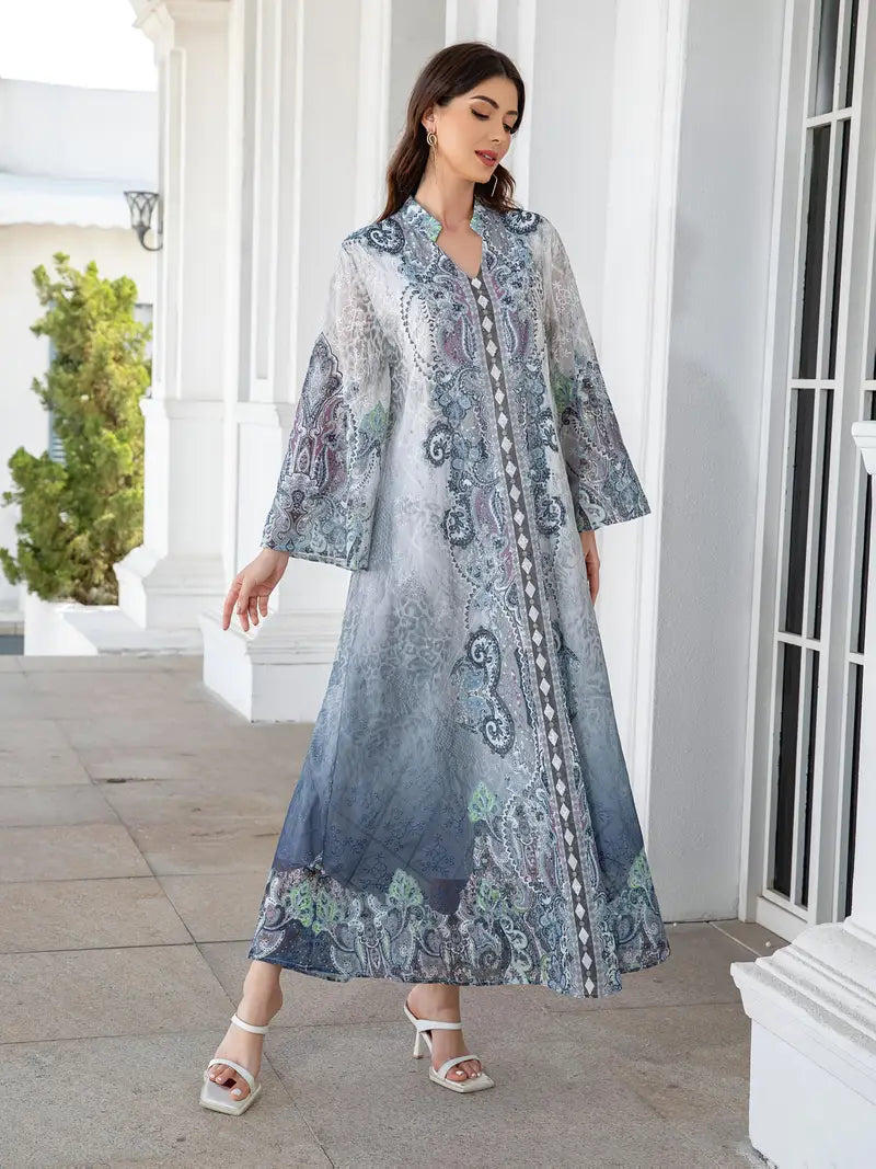 عباية نسائية طويلة بطبعة فنية من Shein