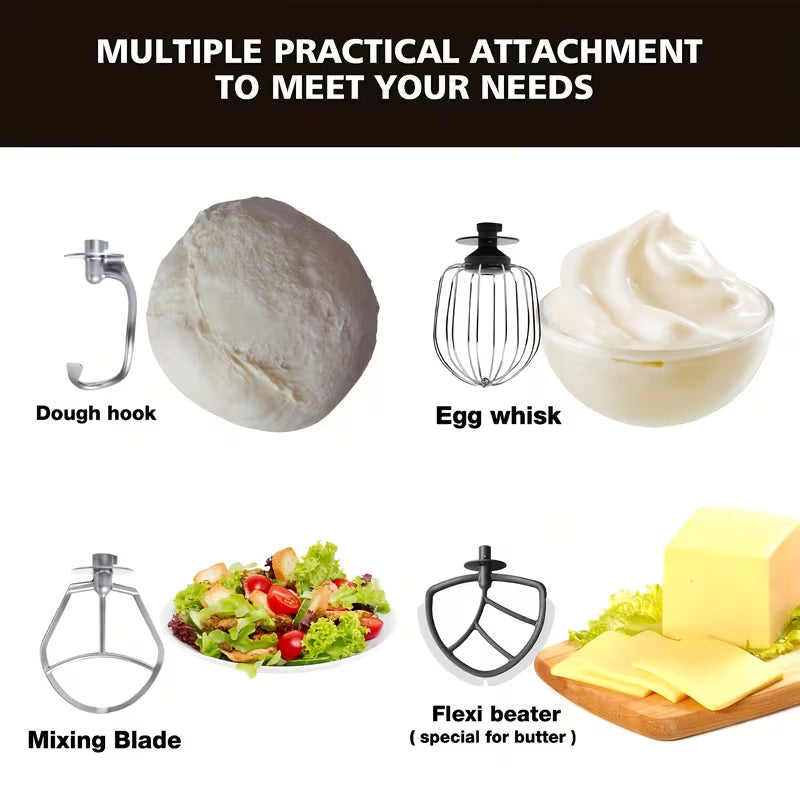 خلاط ستاند كهربائي CHEFTRONIC بسعة 5 لتر – 1300 واط مع 6+ سرعات وملحقات متعددة