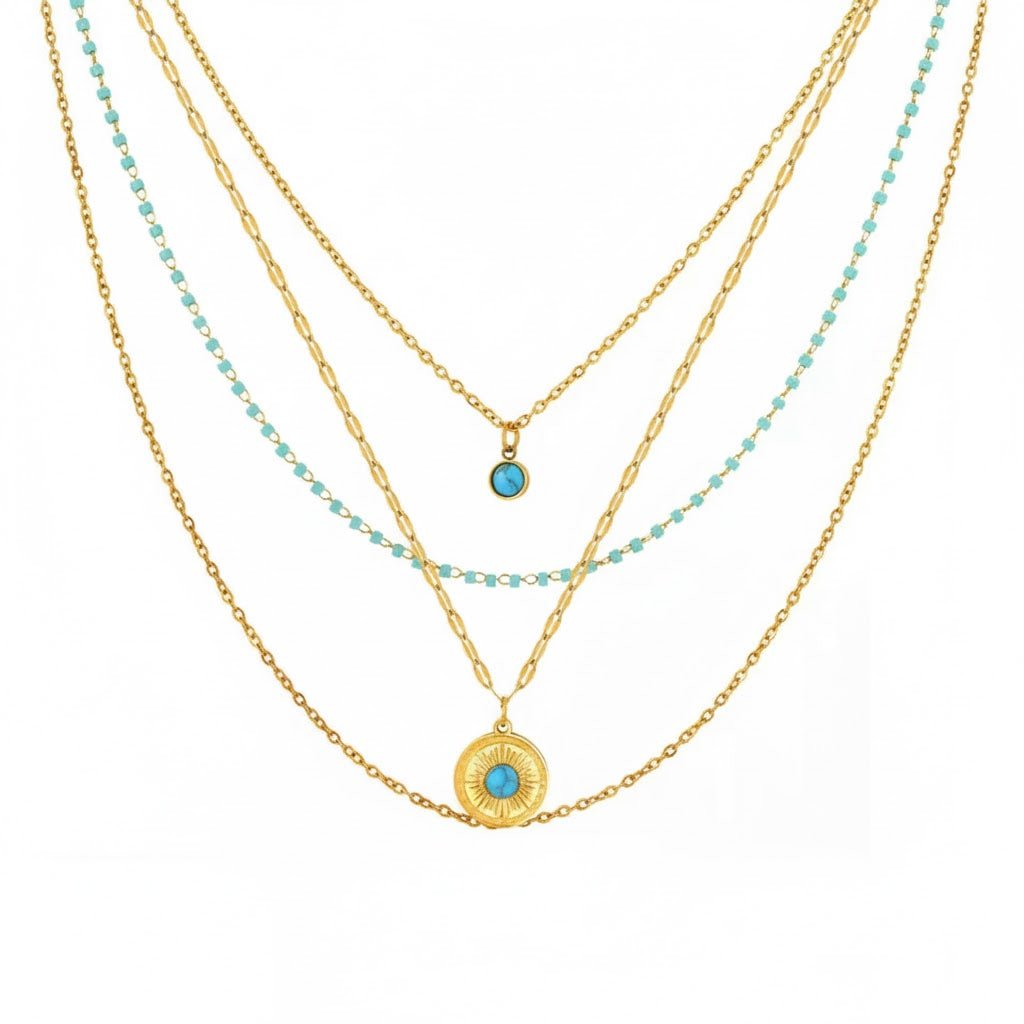 عقد طبقات بحجر فيروز من Shein